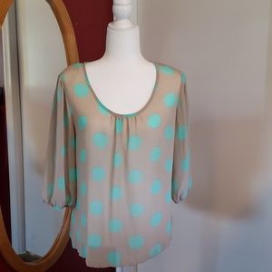 Sheer polka-dot blouse